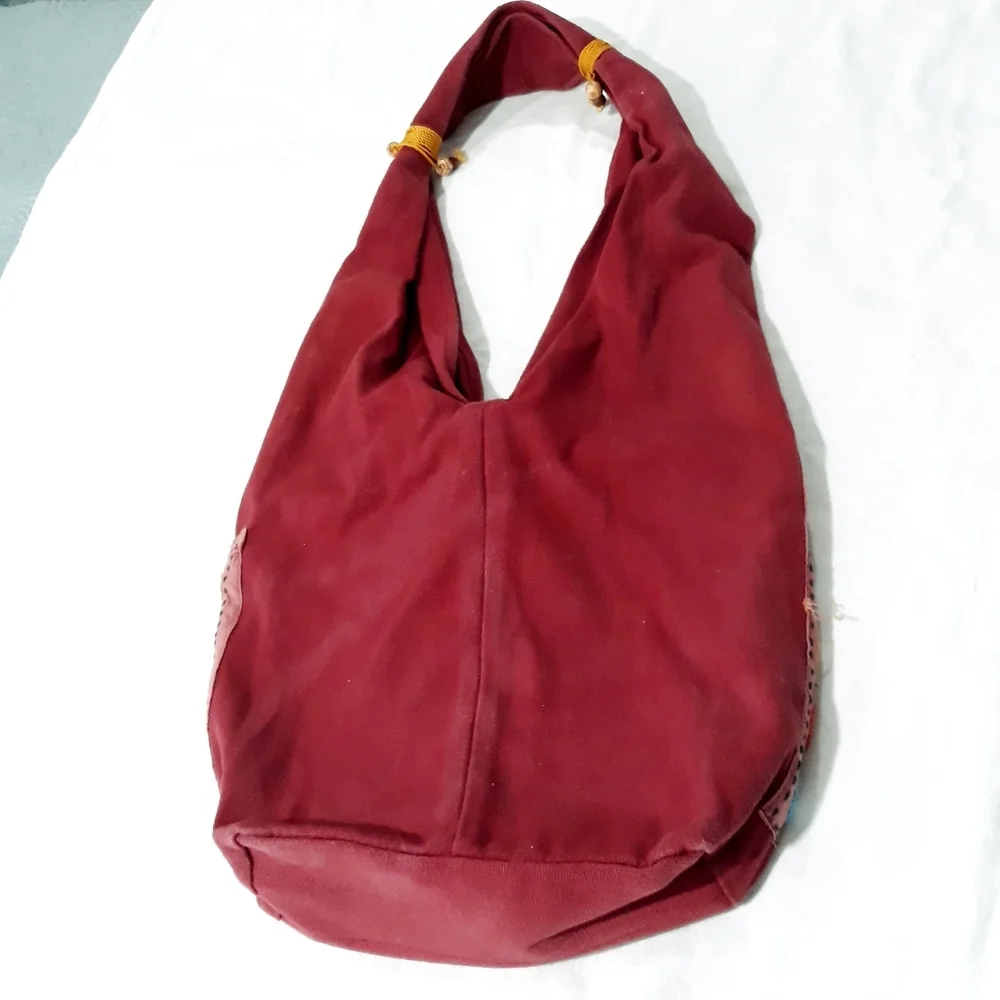 Boho Bag Shoulder/Crossbody Red and Multicolor With Mirrors Designed